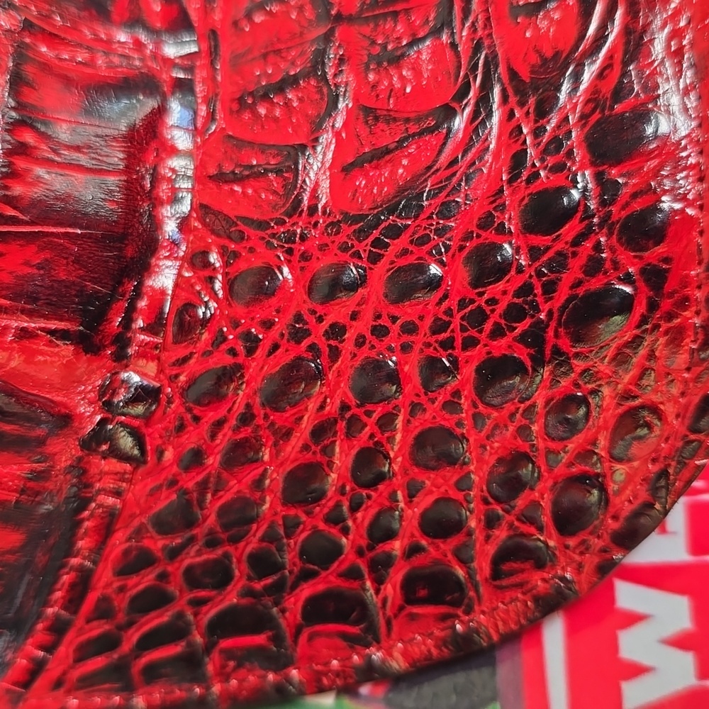 Red Crocodile Pattern Cap Hand Made - Picture 7 of 11